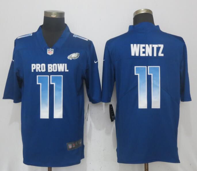 Men Philadelphia Eagles #11 Wentz Blue New Nike Royal 2018 Pro Bowl Limited NFL Jerseys->jacksonville jaguars->NFL Jersey